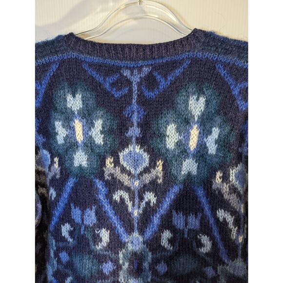 Vintage Susan Bristol Mohair Blend Cardigan Sweater Coat Lined Blue Size Large - Picture 8 of 10